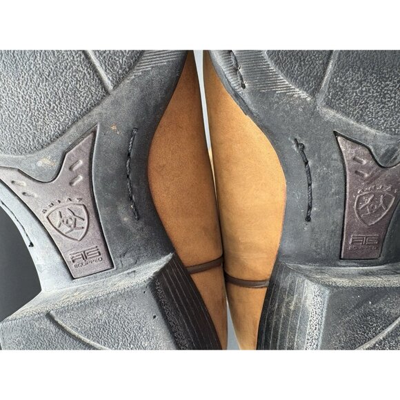 Ariat Western Cowboy Boots Mens 10D Heritage Stockman Distressed Brown Work GUC - Picture 15 of 16